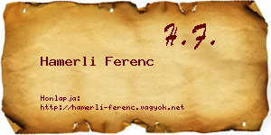 Hamerli Ferenc névjegykártya